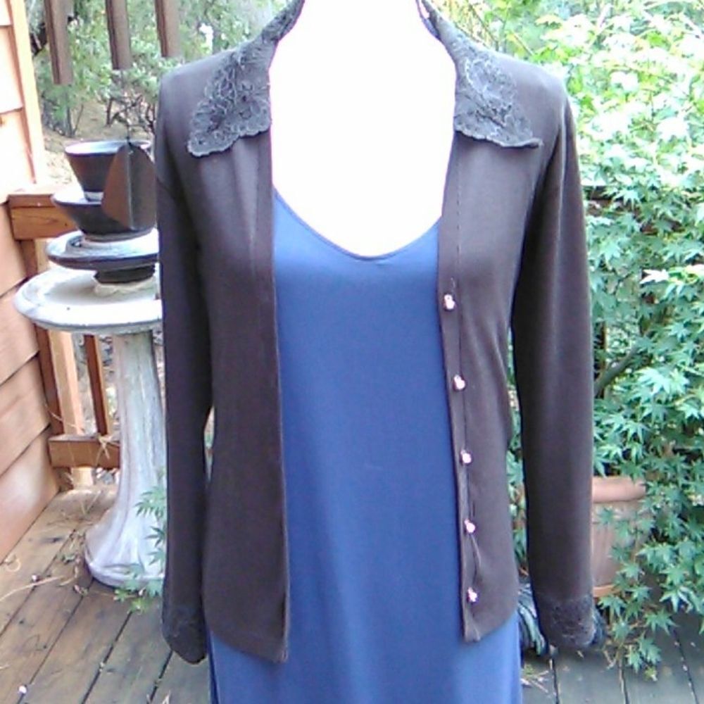 Dana Pisarra Lace Trimmed Cardigan